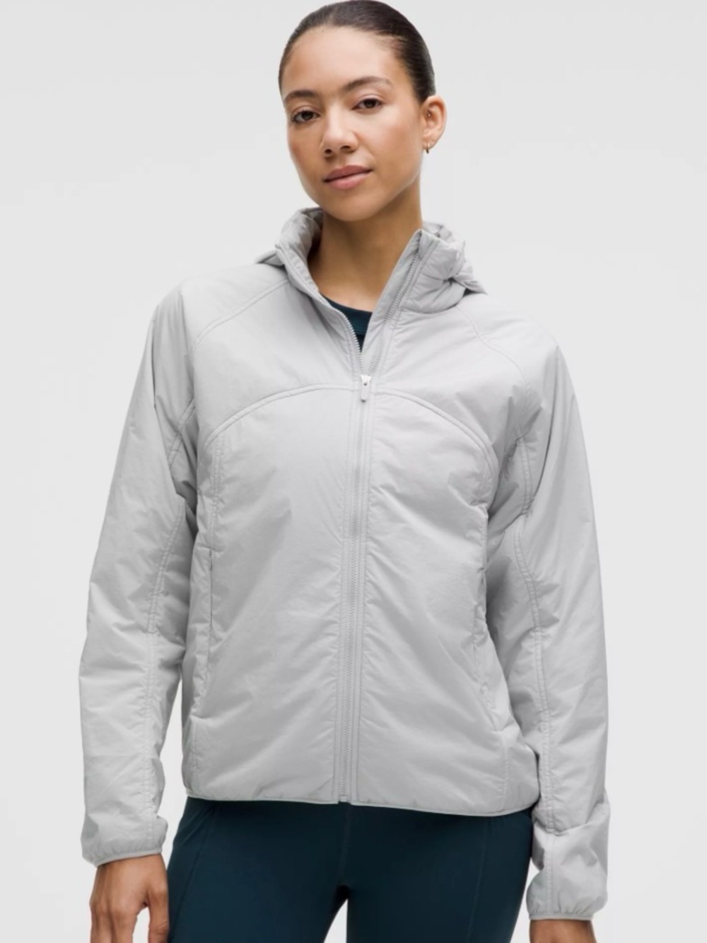 Lululemon Insulated Back-Vent Running Jacket in Silver Drop, Size Small